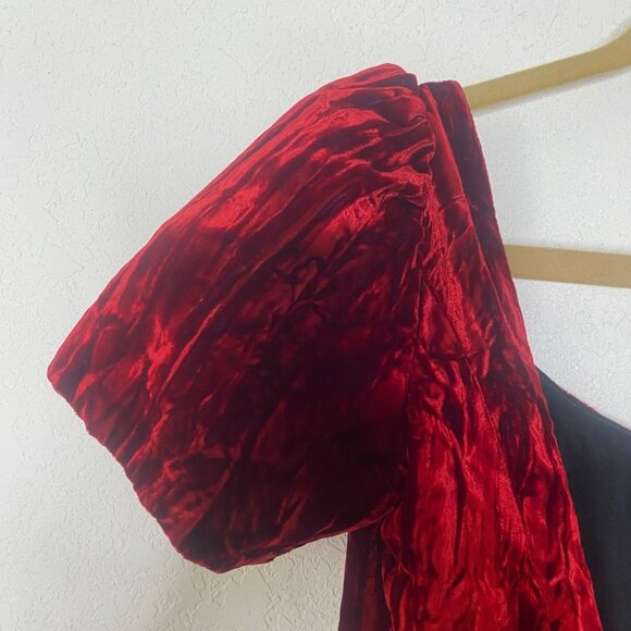 Vtg Red Velvet Maxi Evening Gown Size 10 Daniella Puff Sleeves Medieval Formal G - Picture 10 of 16